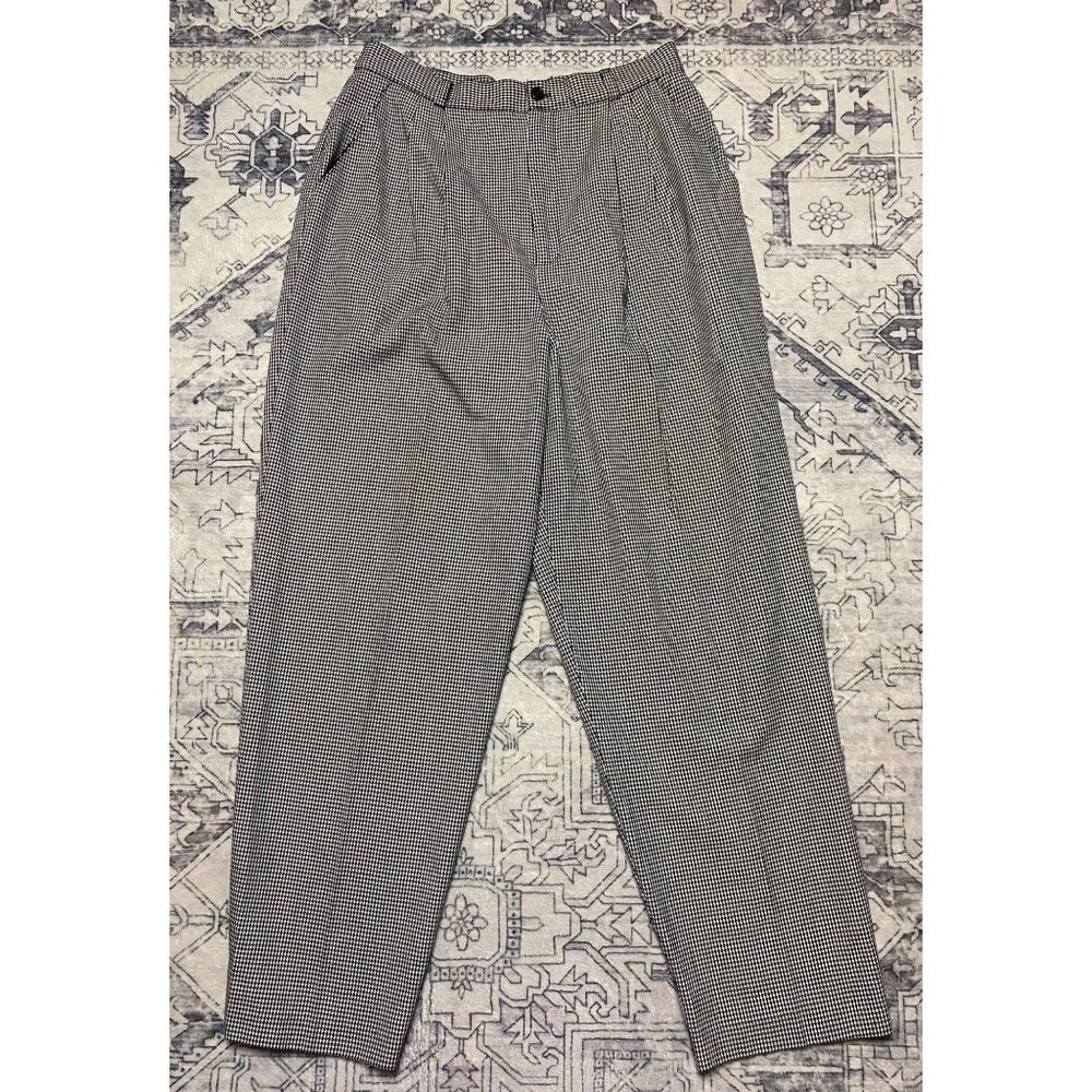 Vintage Wildlife Sportswear‎ Black & White Houndstooth Pleated Pants Womens 14